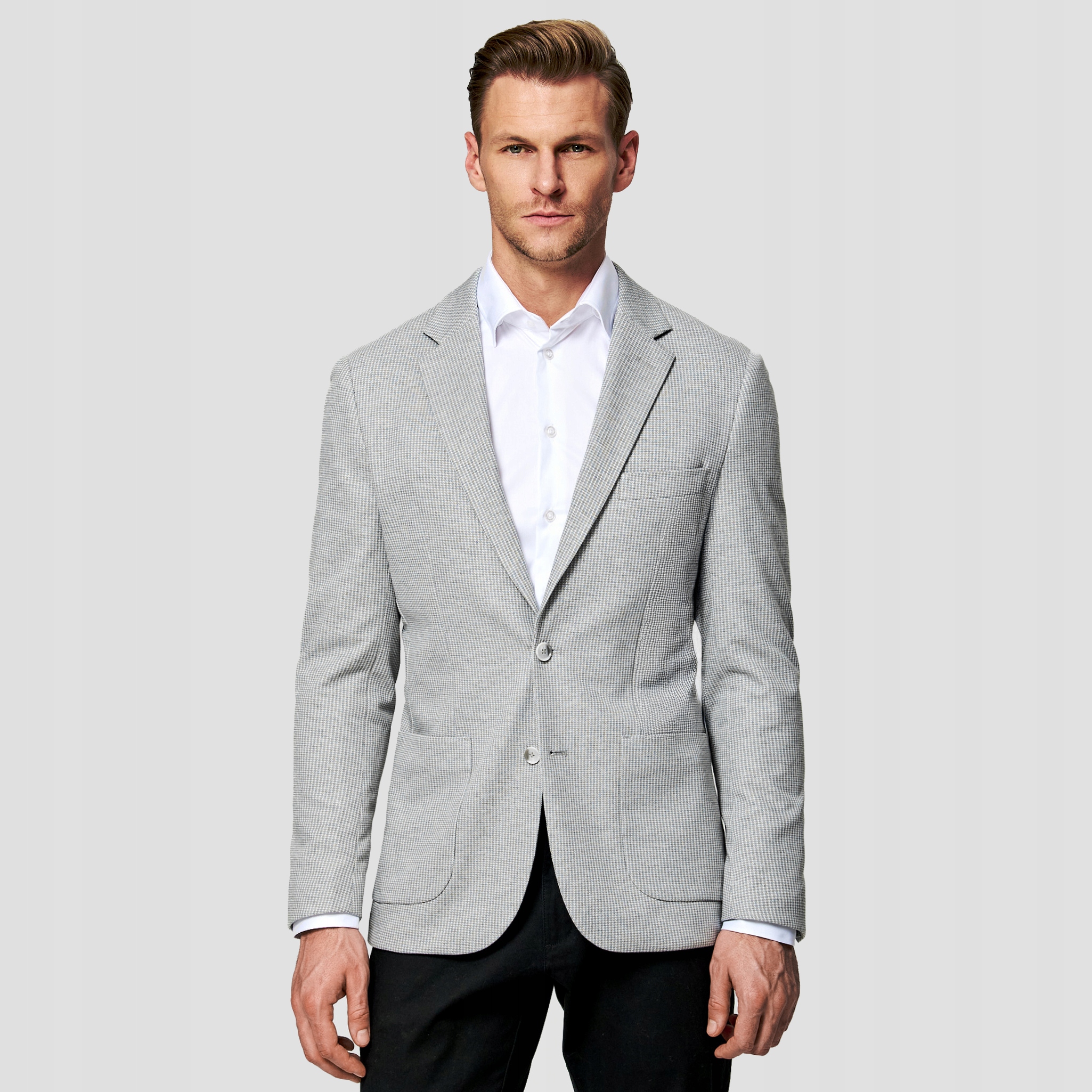 Sako v šedé barvě ve vzoru pepitky Pako Lorente vel