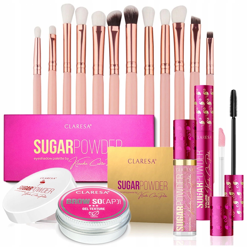 Claresa Kosmetyki Do Makijażu + Pędzelki 12 sztuk