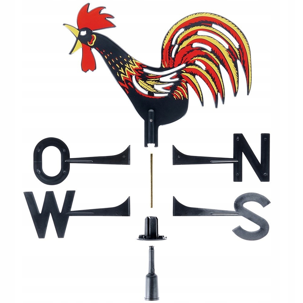 KOGUT POGODOWY NA DACH RÓŻA WIATRÓW WIATROWSKAZ DEKORACYJNY Długość (cm) 40