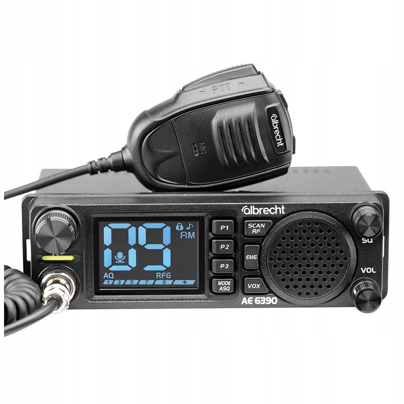 Radio Cb Albrecht Ae 6390 Vox 1DIN 12 i 24V Przedni Głośnik Wtyk Zapalni