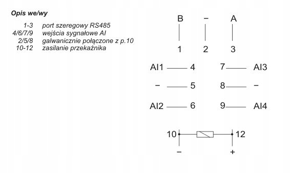 Moduły wejść analogowych MODBUS RTU - MR-AI-1 Kod producenta MAX-MR-AI-1