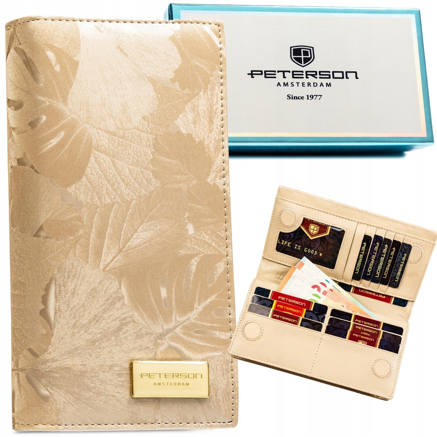 Portfel skórzany damski na karty gotówkę z Rfid skóra naturalna