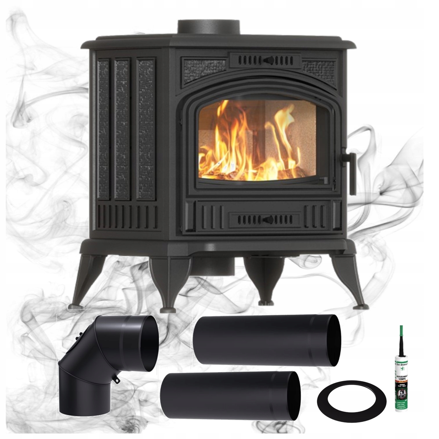 Litinová koza s přívodem vzduchu K6 fi130 6,5 kW Eko trubky pro připojení