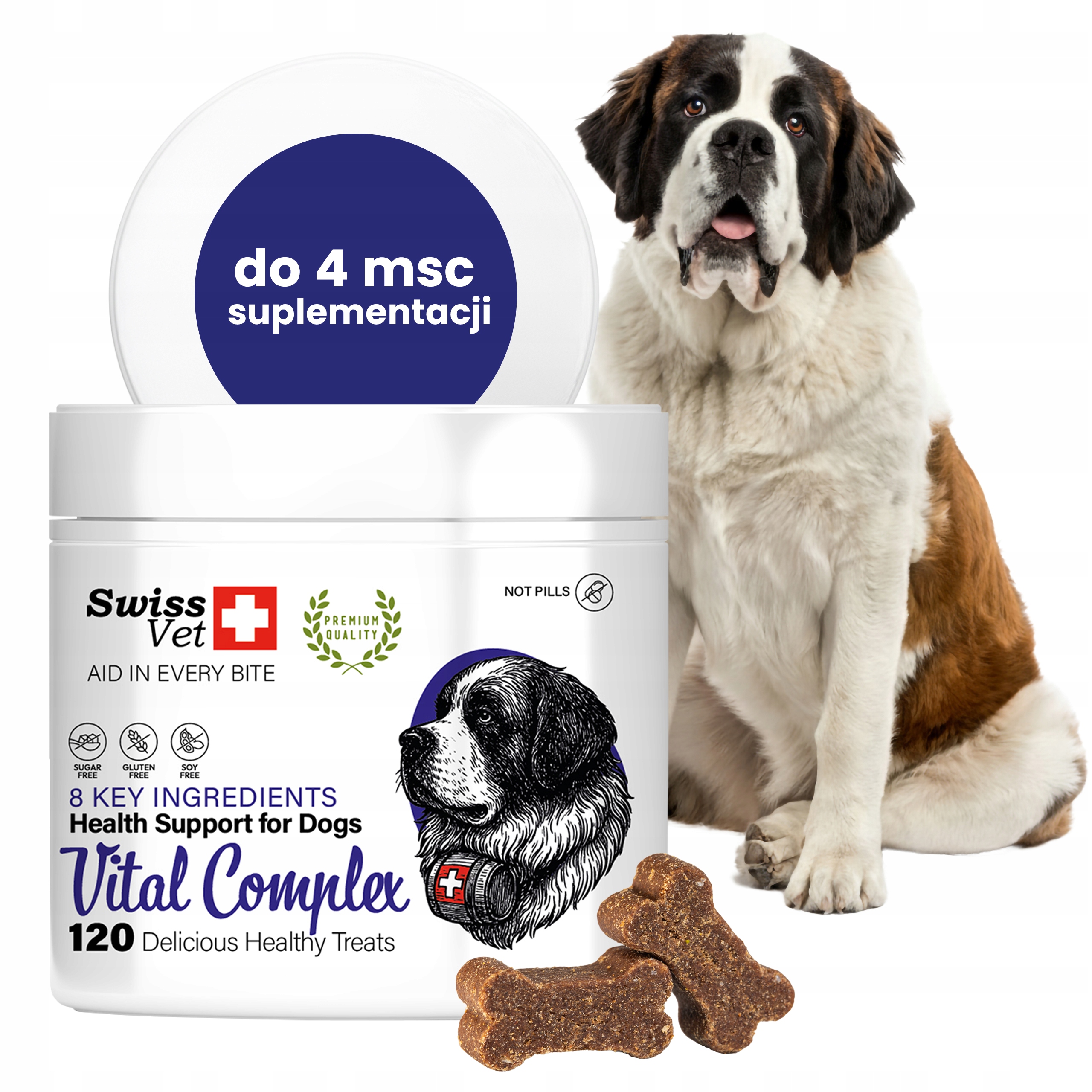 SwissVet – doplněk stravy pro psy, imunita, kůže, probiotikum, energie 120 kusů