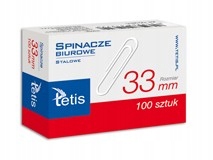 

Spinacze biurowe Tetis 33mm 100 sztuk
