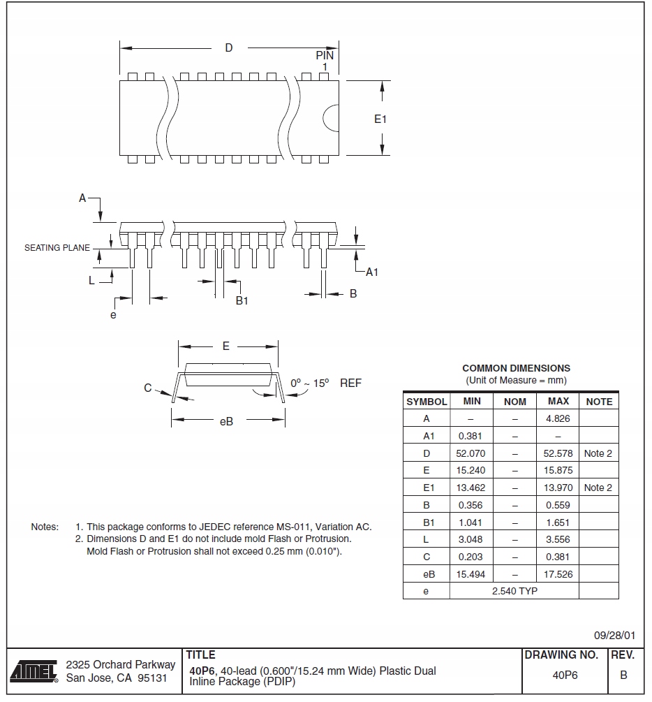 MIKROKONTROLER AT89S52-24PU DIP40 Producent Inna