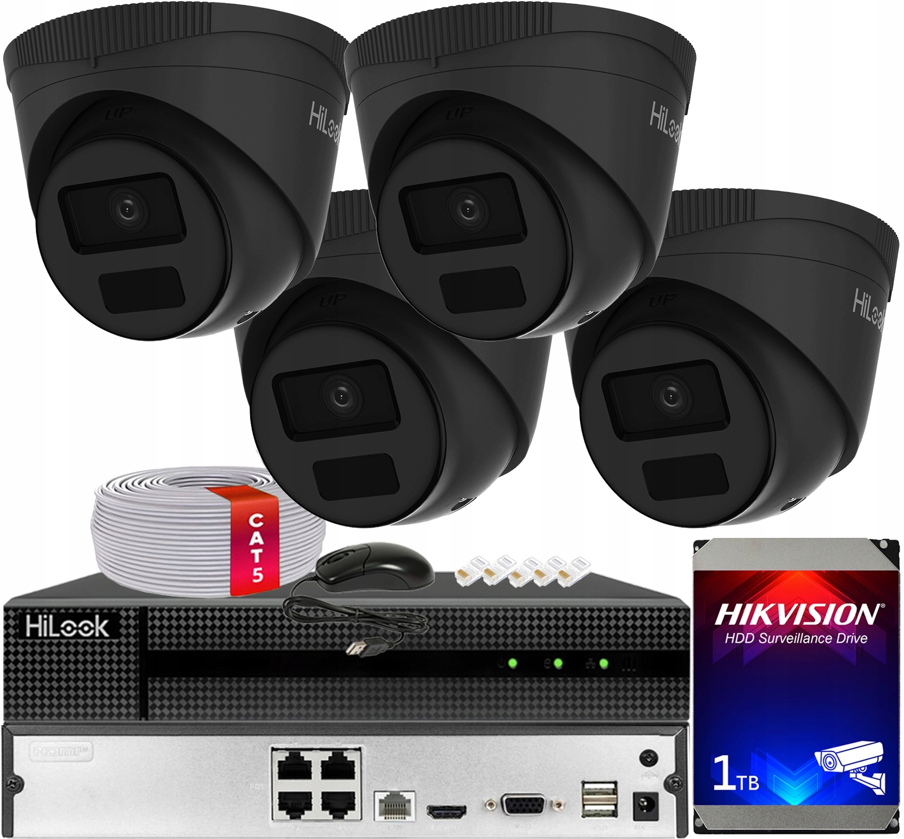 Sada Na Monitorovanie Domu 4 Kamery IPCAM-T4-P Čierna 4MPX Nvr Hdd 1TB