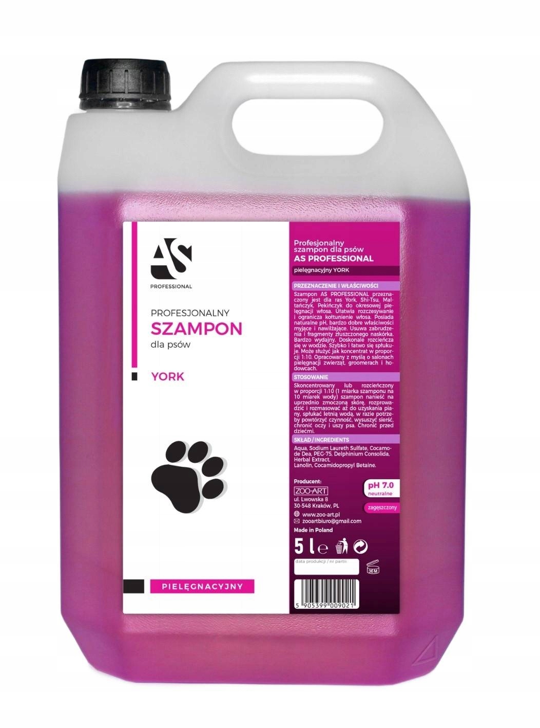 Levně Šampon pro psy s vlasy As Professional York 5000 ml