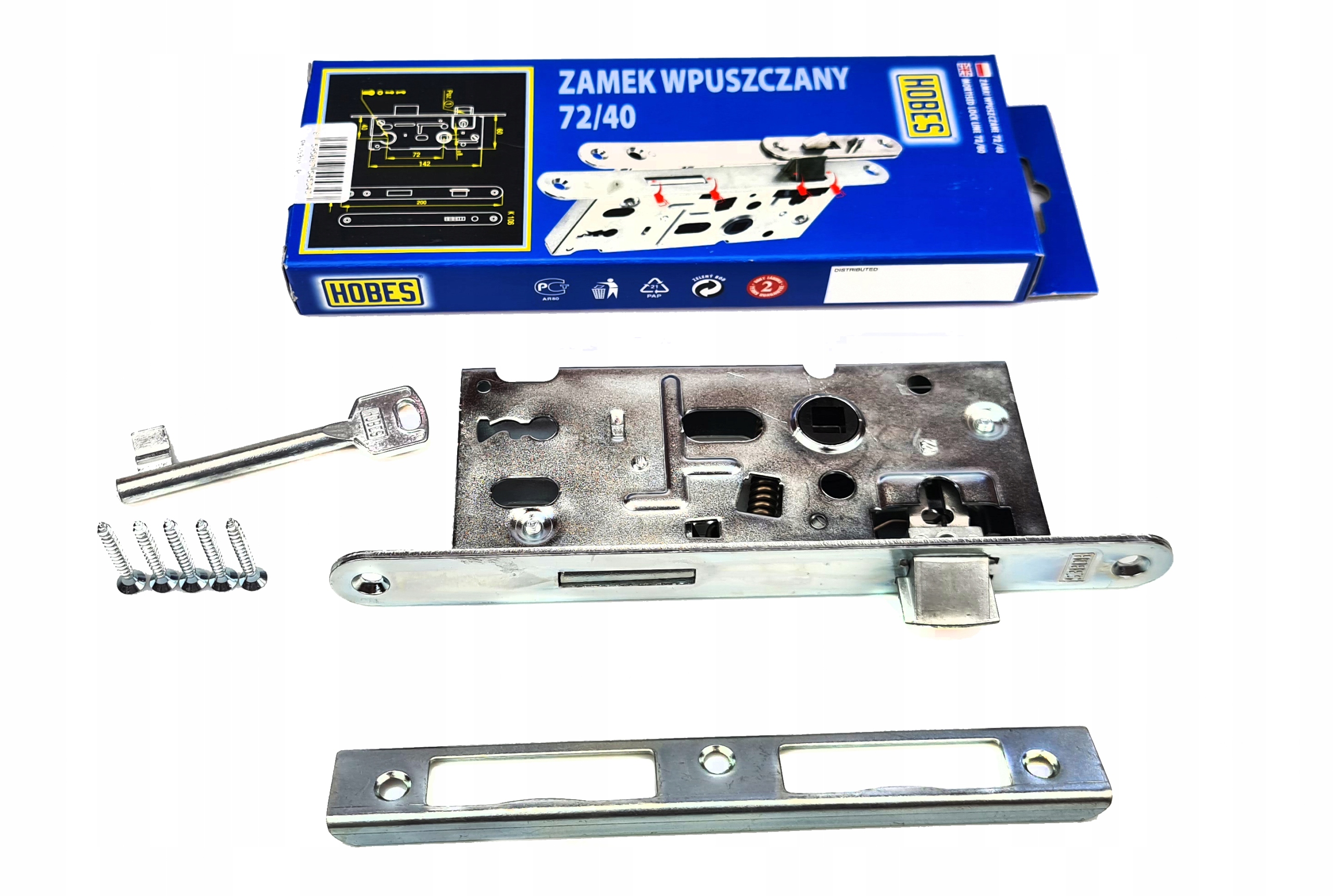 

Zamek Wpuszczany Do Drzwi Hobes 72/40 Klucz K103
