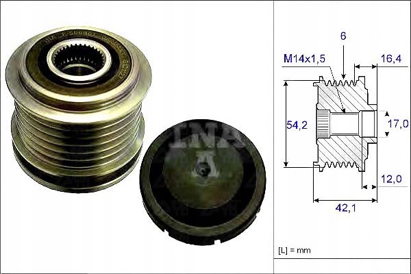 KOŁO PASOWE ALTERNATORA ALFA INA Producent części Schaeffler INA