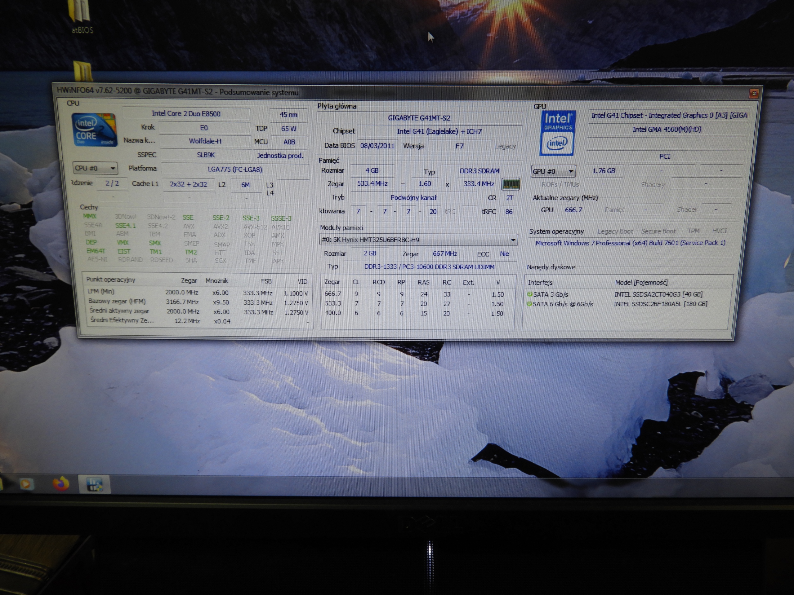 Płyta główna Gigabyte GA-G41MT-S2 E8500 2x2GB Kod producenta 98741325