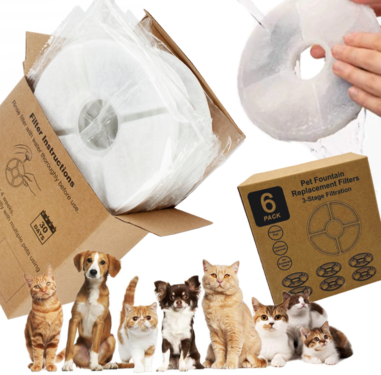 Levně Sada Náhradních Filtrů Pro Fontánu Napáječky Pro Kočky Psa 6 Kusů