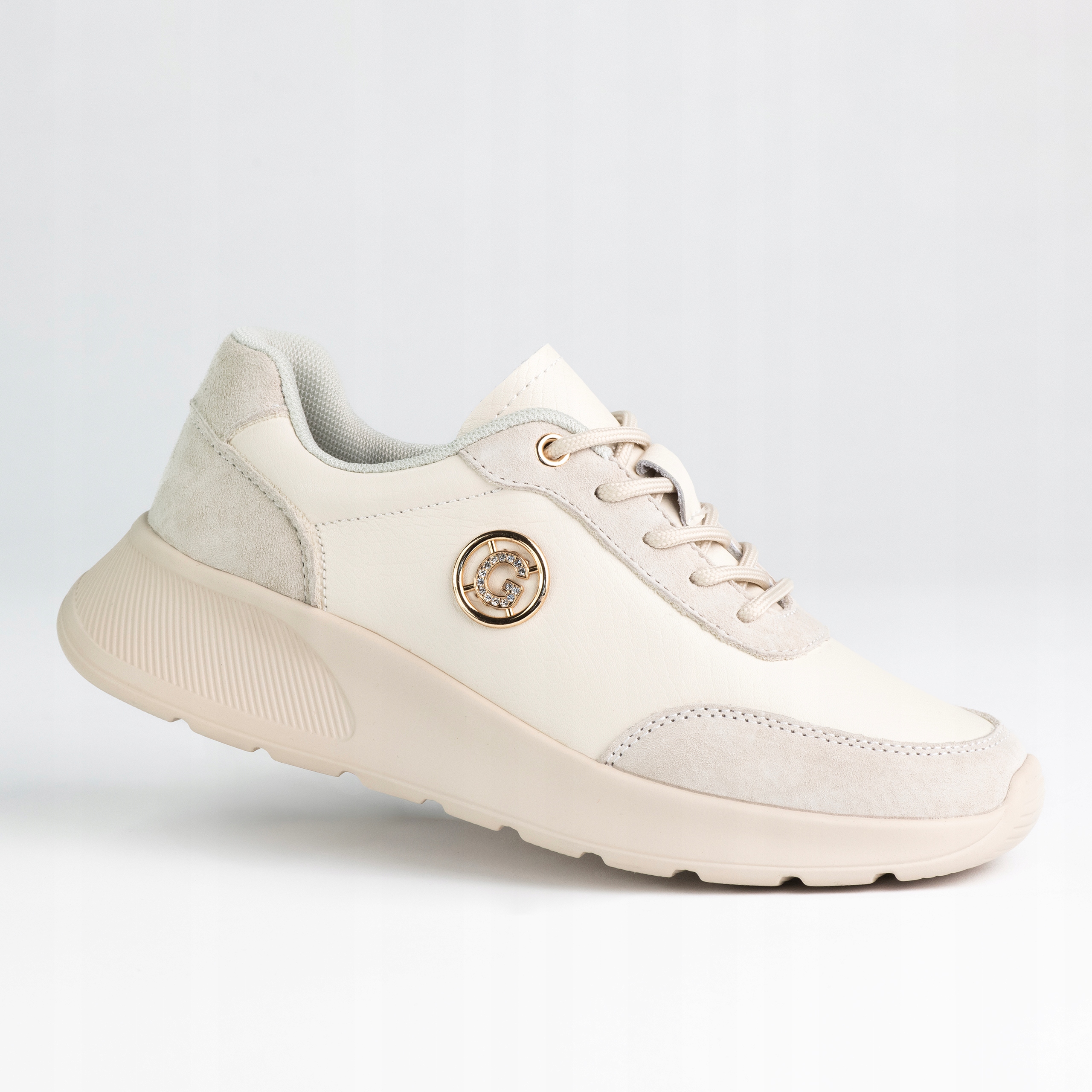 Dámské kožené polobotky Goodin GD-XF-191 semiš logo lehké klasika béžová 38