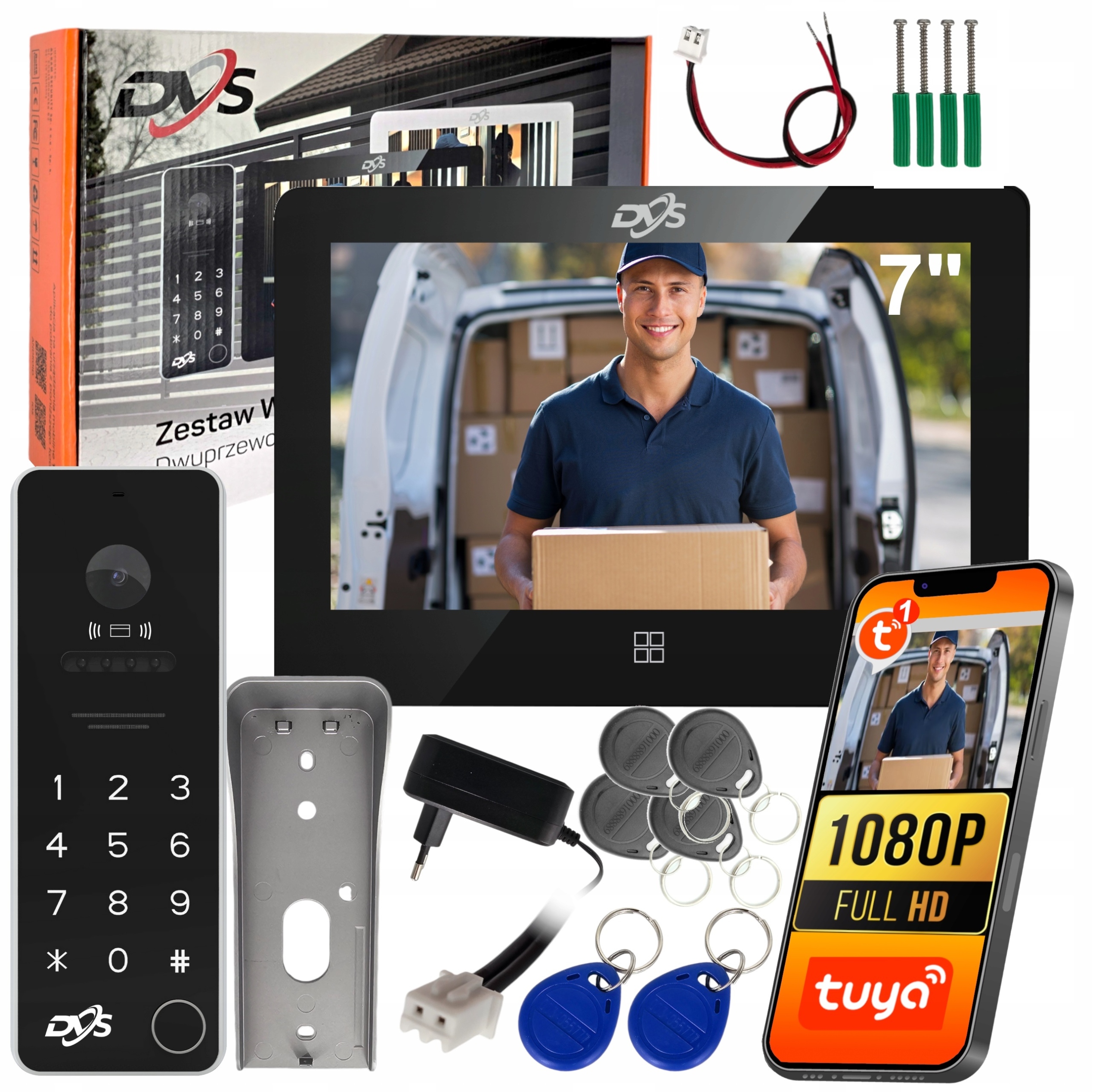 Videovrátnik WiFi Dotykový Zvonček Brána Kľúčenky Audio Tuya Čierny