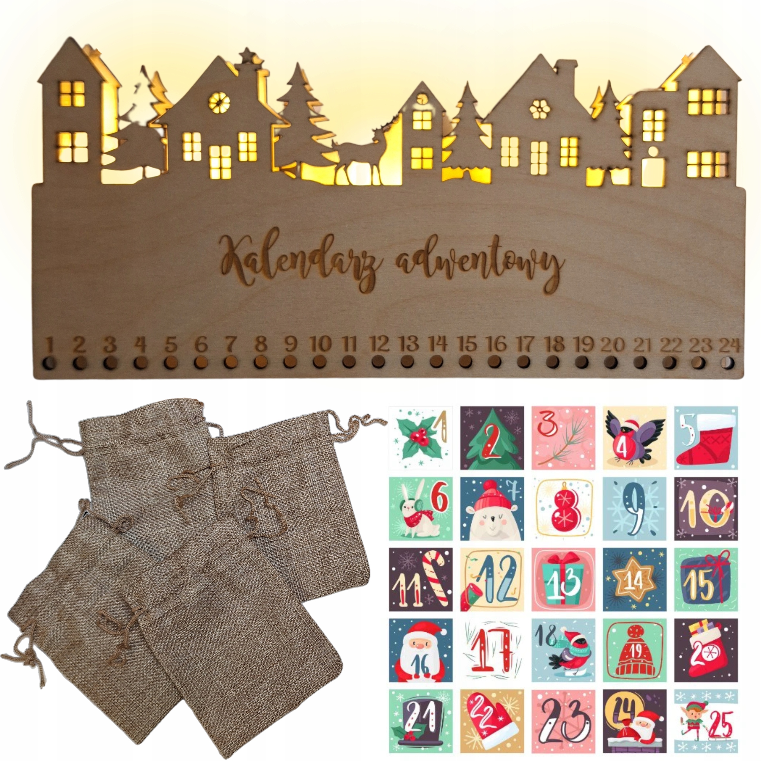 Led adventní kalendář Dekorativní vánoční lampička jako dárek Diy