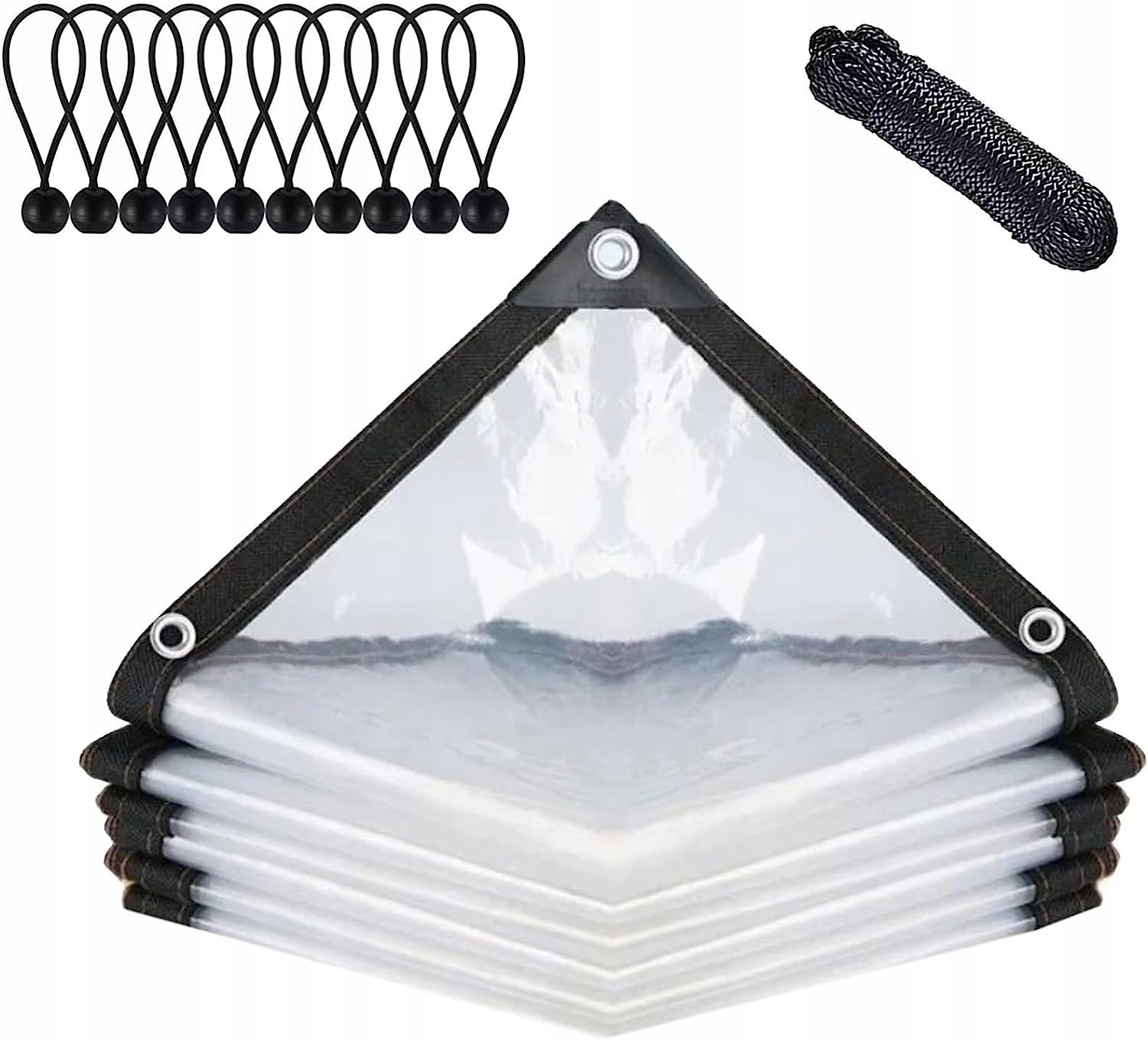 PLANDEKA TARASOWA OGRODOWA WODOODPORNA PRZEZROCZYSTA Z OCZKAMI PASAMI 2x3m Szerokość 3 m