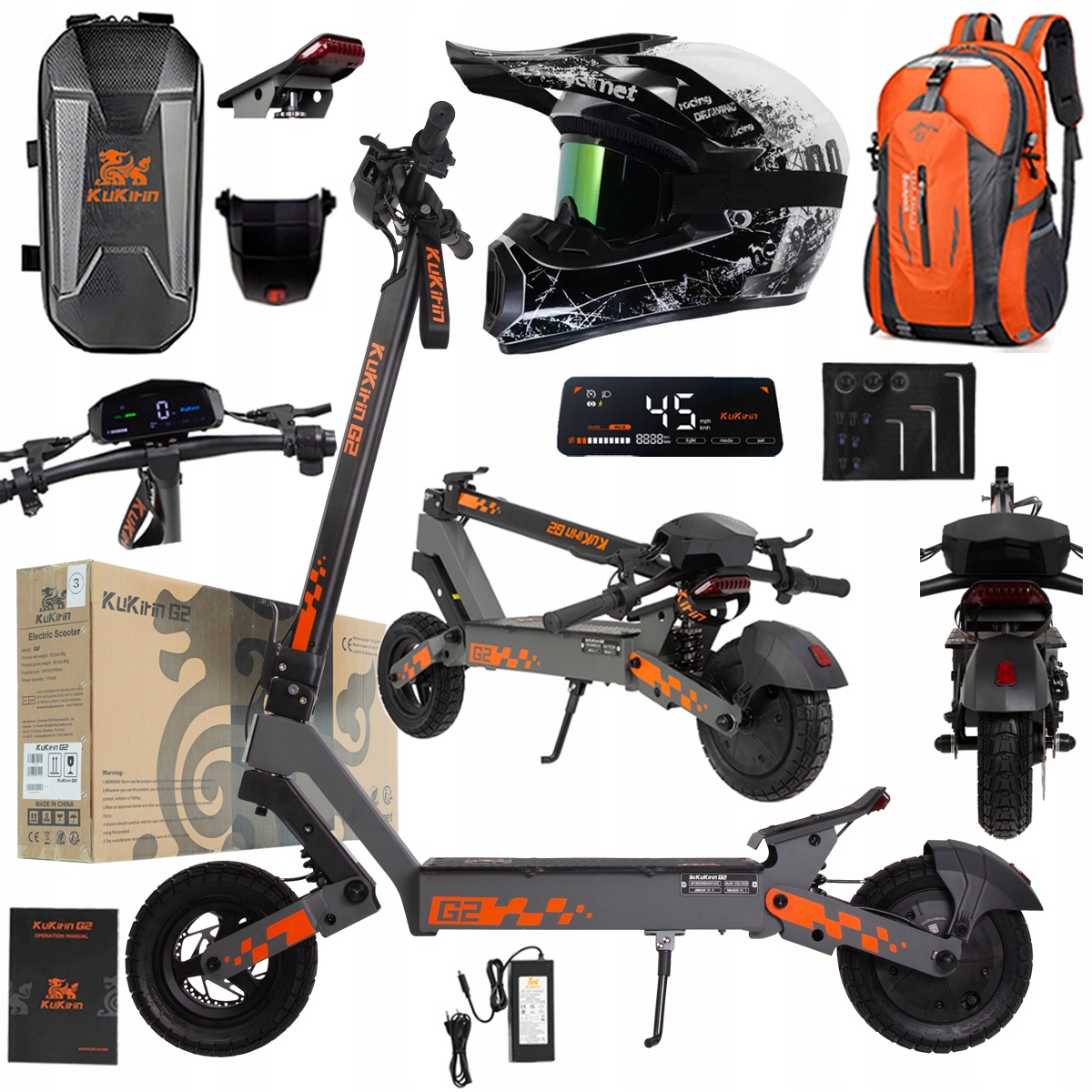 Kukirin G2 2026 Nové skládací elektrické vozidlo 1200W 45KM/H 15Ah 48V 10"