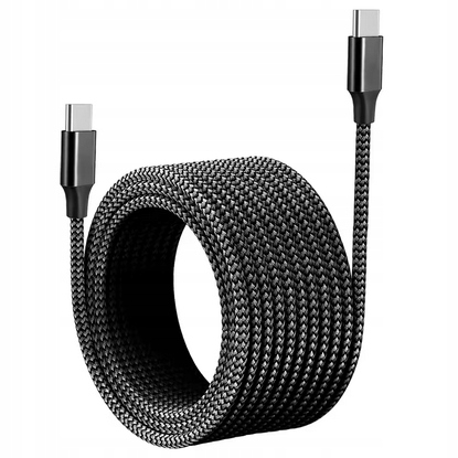 Długi Czarny Kabel Oplot Usb C Usb C 6A 60W 8m Yuaija