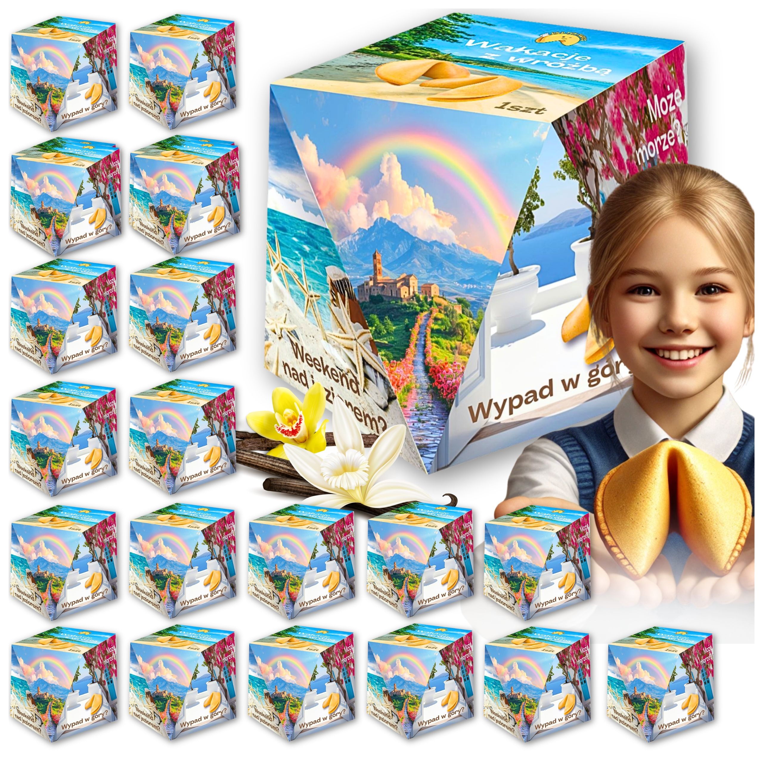 Ciasteczko z Wróżbą Uczniów Dzieci Wakacyjne Góry Dzień Dziecka 20 szt