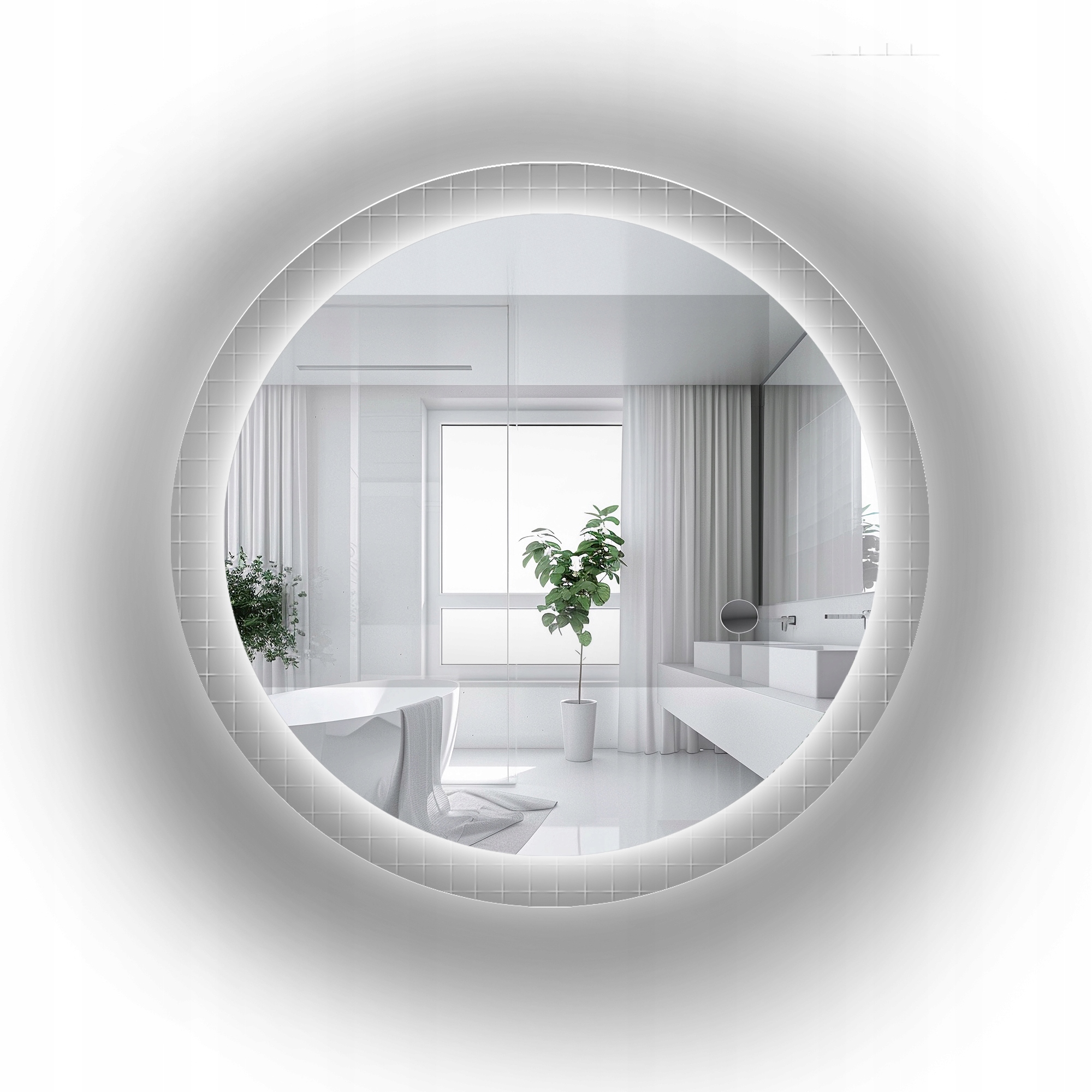 Zrcadlo kulaté na ornamentálním skle Luxora Frosted s podsvícením FI120