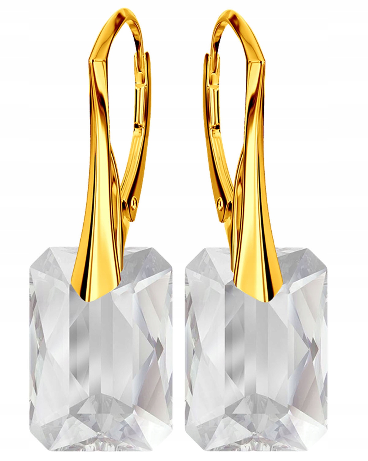 Zlaté Náušnice Stříbro 925 Závěsné anglické zapínání s krystaly Dámské