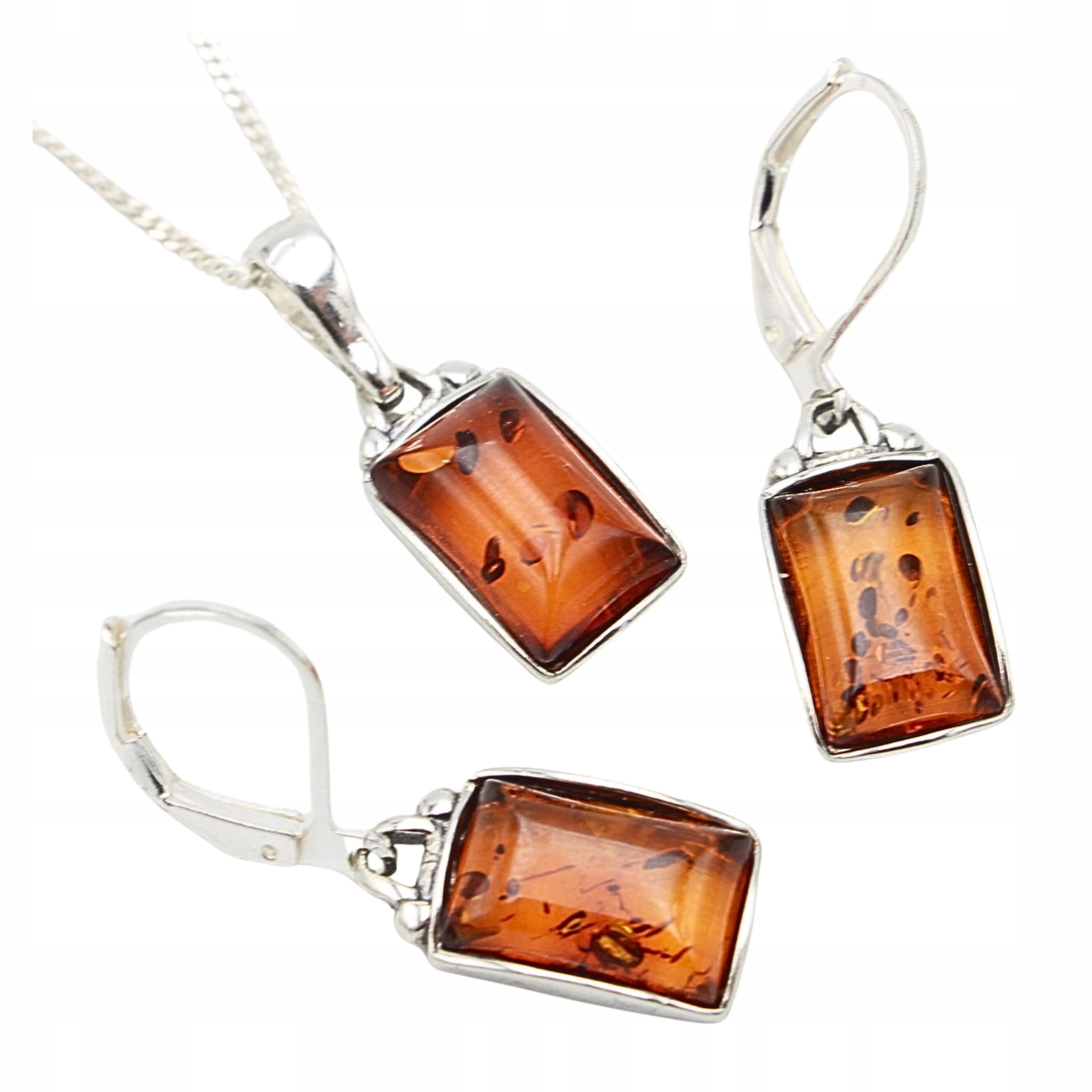 Komplet sada s jantarem Stříbro 925 +stříbrný řetízek Jantar