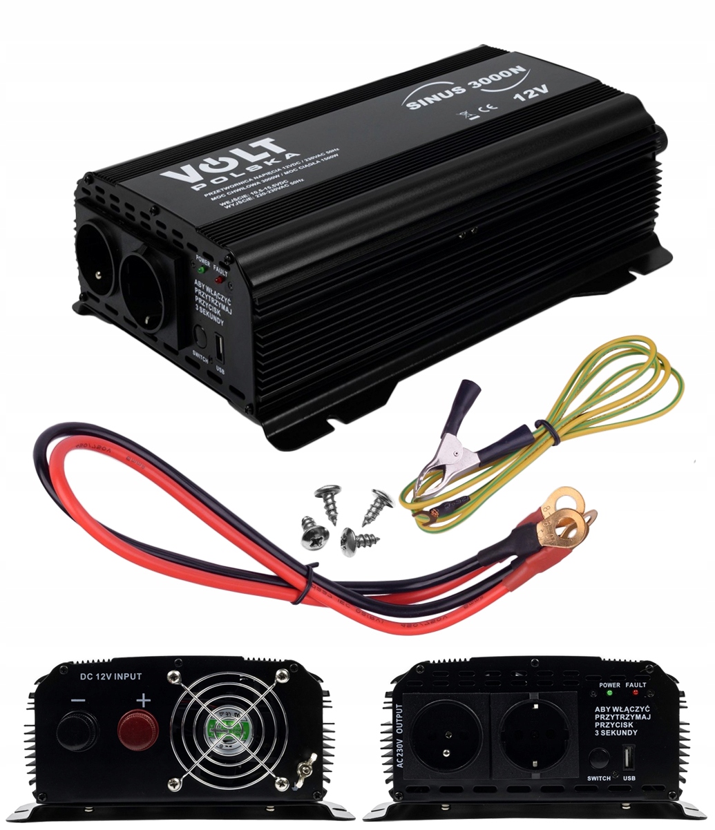 

Przetwornica 12V 230V 1500/3000W Volt Sinus Usb