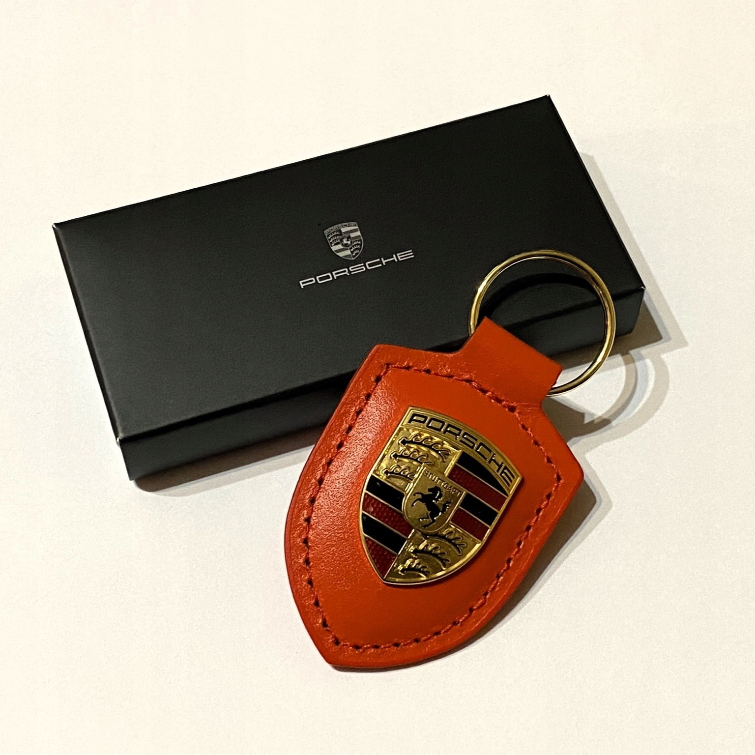 Kľúčenka Porsche koža originálna špeciálna edícia 75. výročie Lava Orange