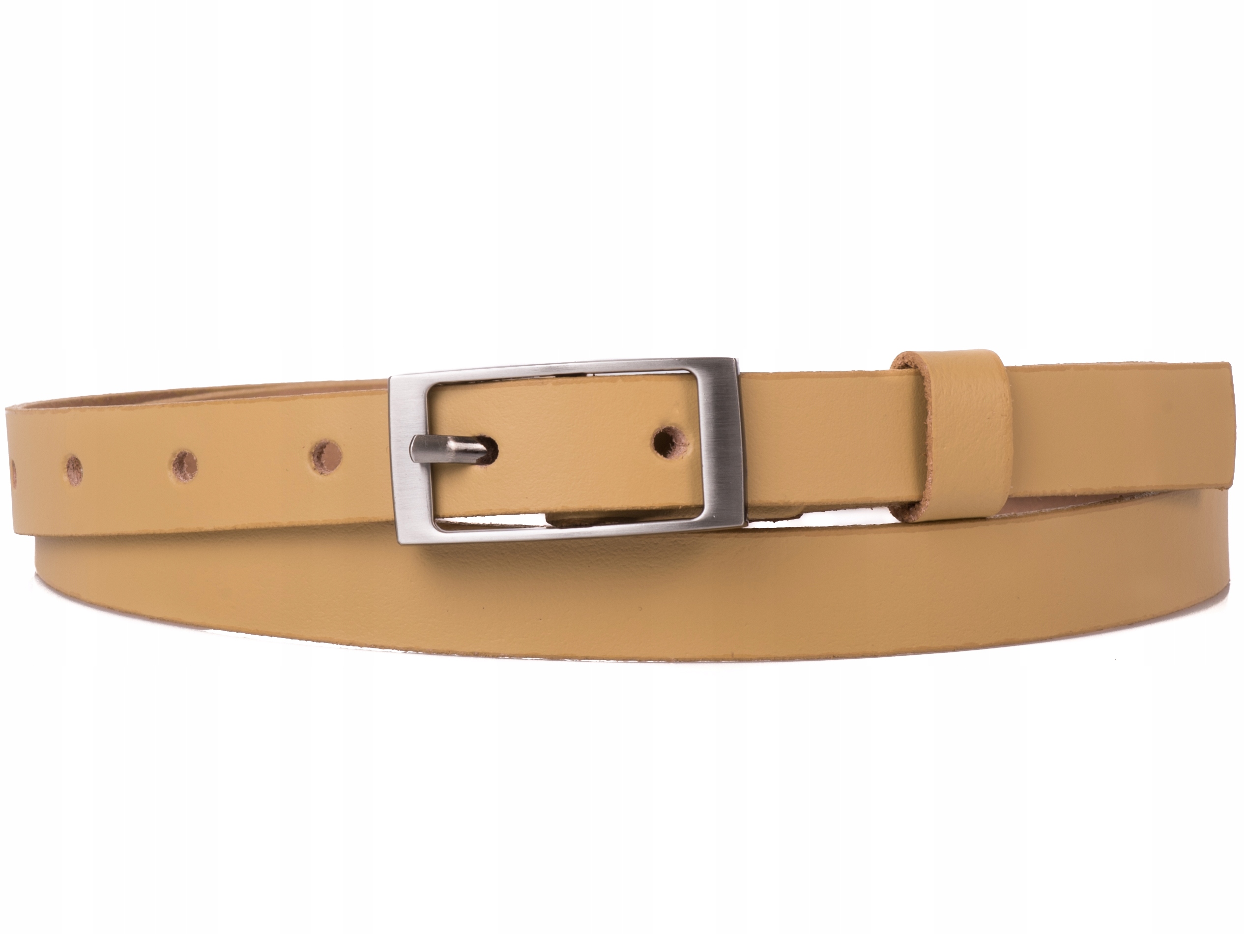 

Damski Skórzany pasek 2cm Żółty |70obw