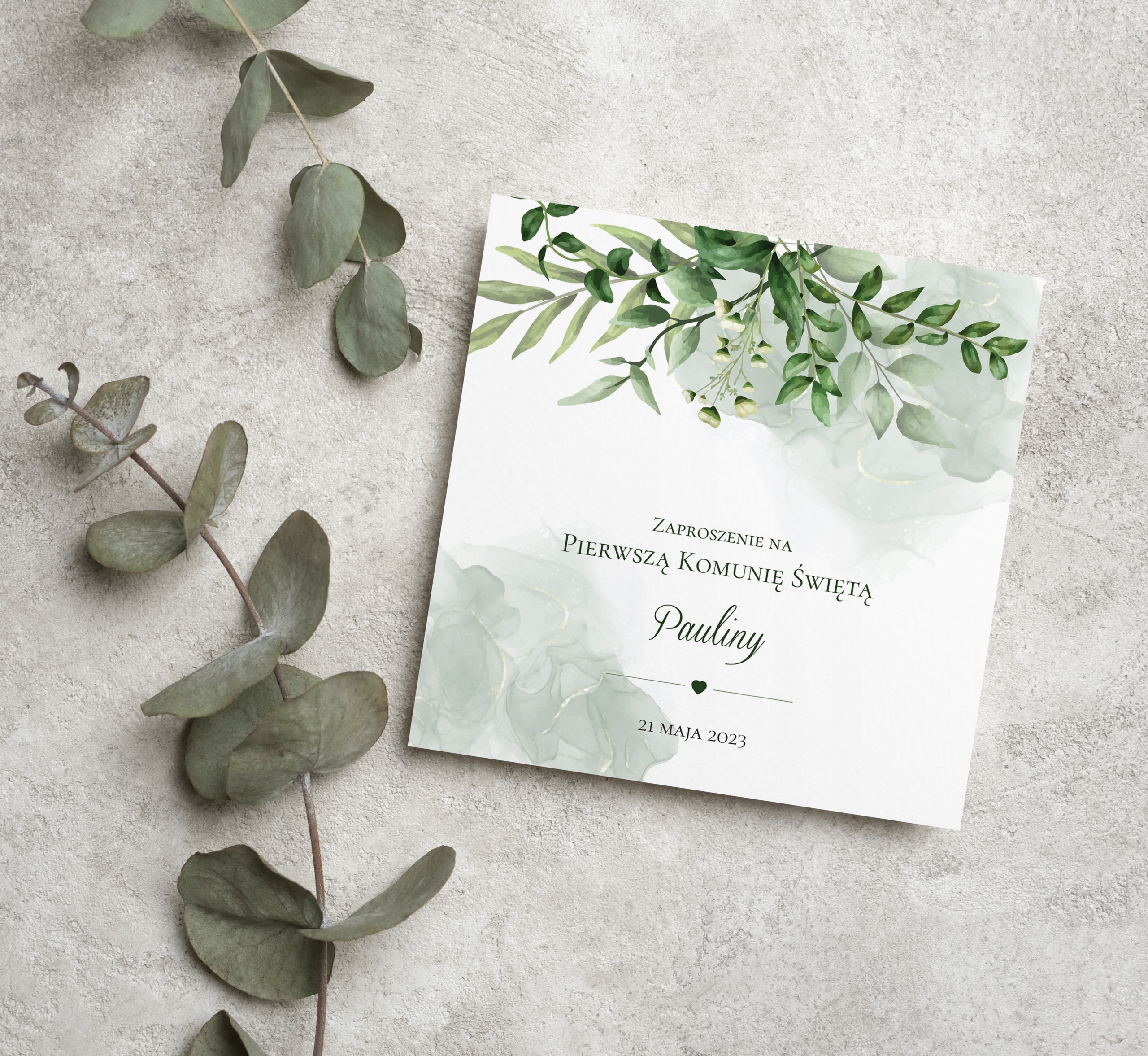 ZAPROSZENIA na Komunię Świętą - KOPERTA + SZNUREK Wysokość produktu 14 cm