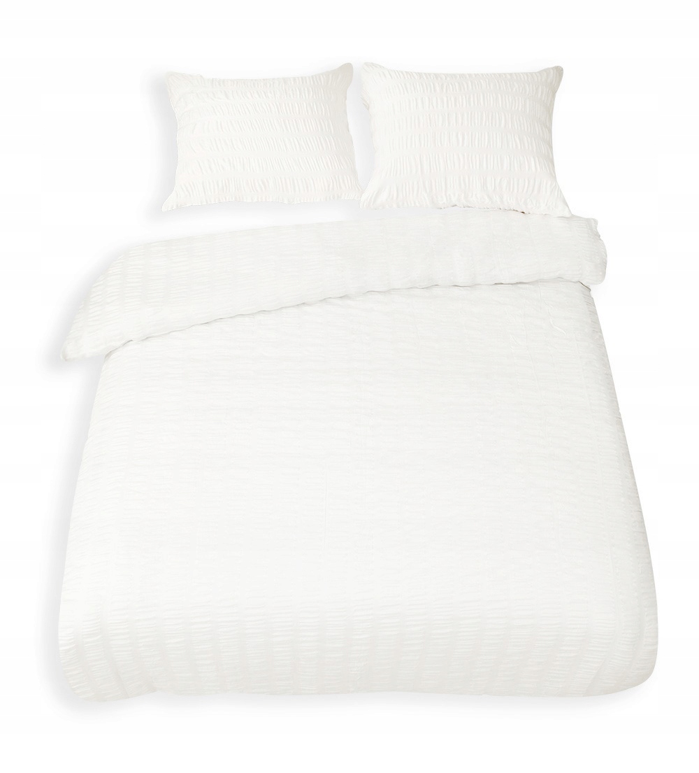 Pościel satyna gofrowana korowana satynowa 220x200 biała