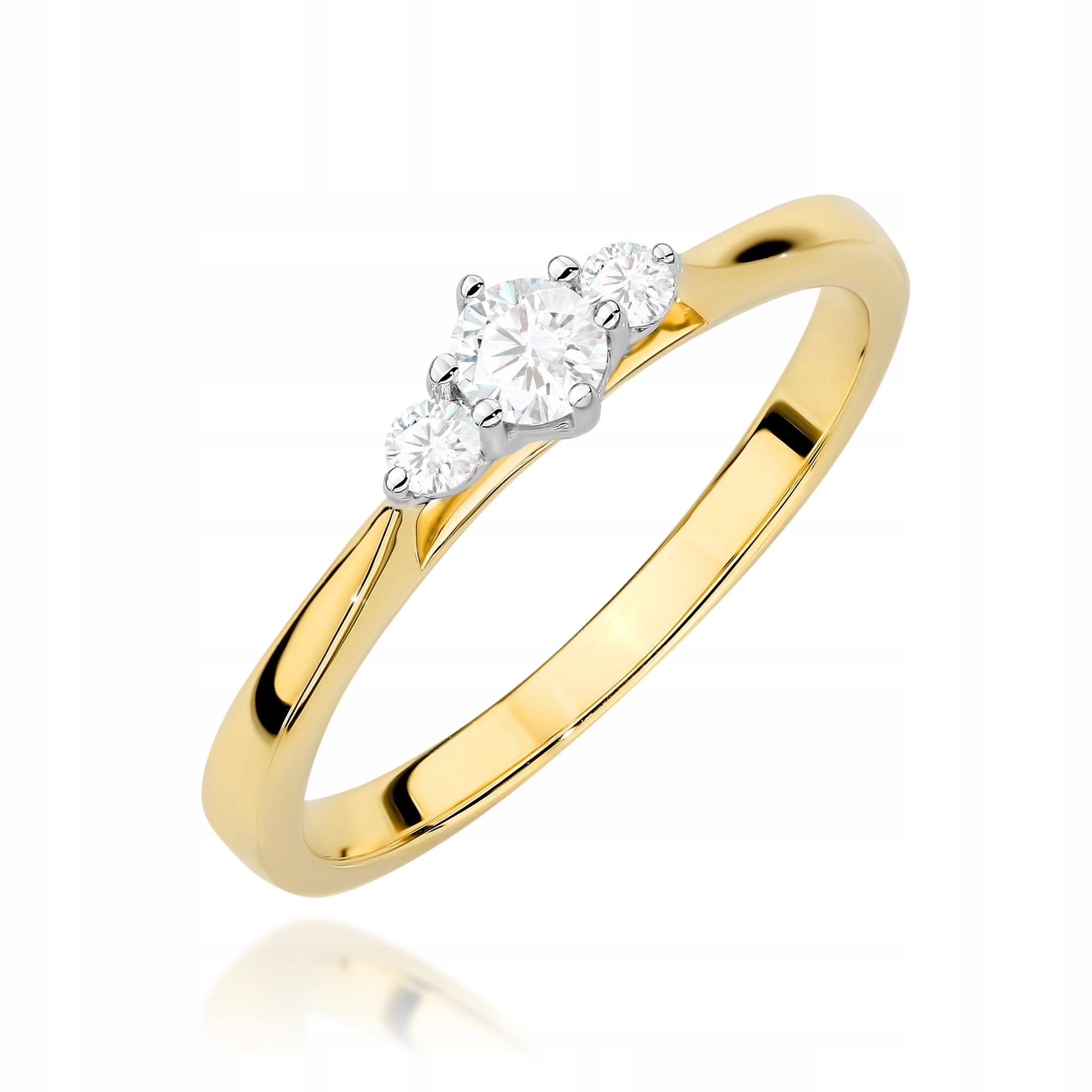 Zlatý prstýnek 585 s diamanty 0.13 ct kulatý zásnubní výbrus, módní