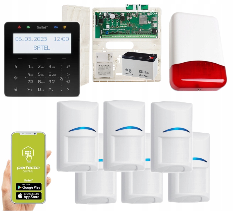 Alarm Satel Perfecta 64 M Lte Aplikacja Syrena 6 Czujek Pir KSG2R-B