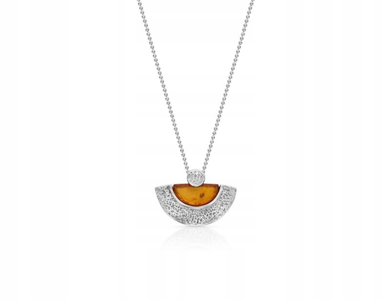 Stříbrný Klasický Náhrdelník S Jantarem