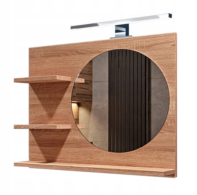 Zrcadlo s policemi a Led osvětlením Better Home dub sonoma