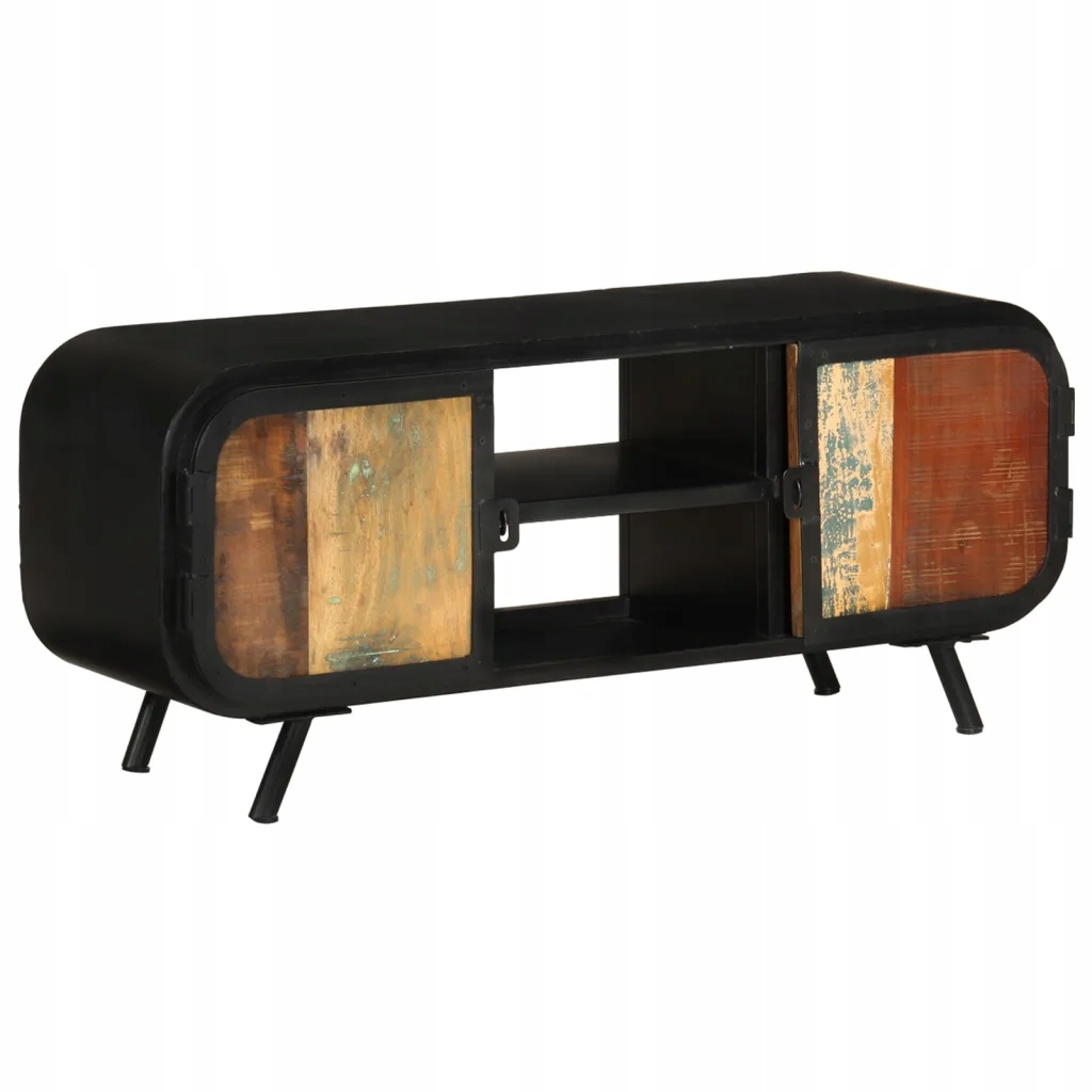 Industriální televizní skříňka z masivního recyklovaného dřeva 110 x 30 x 45 cm