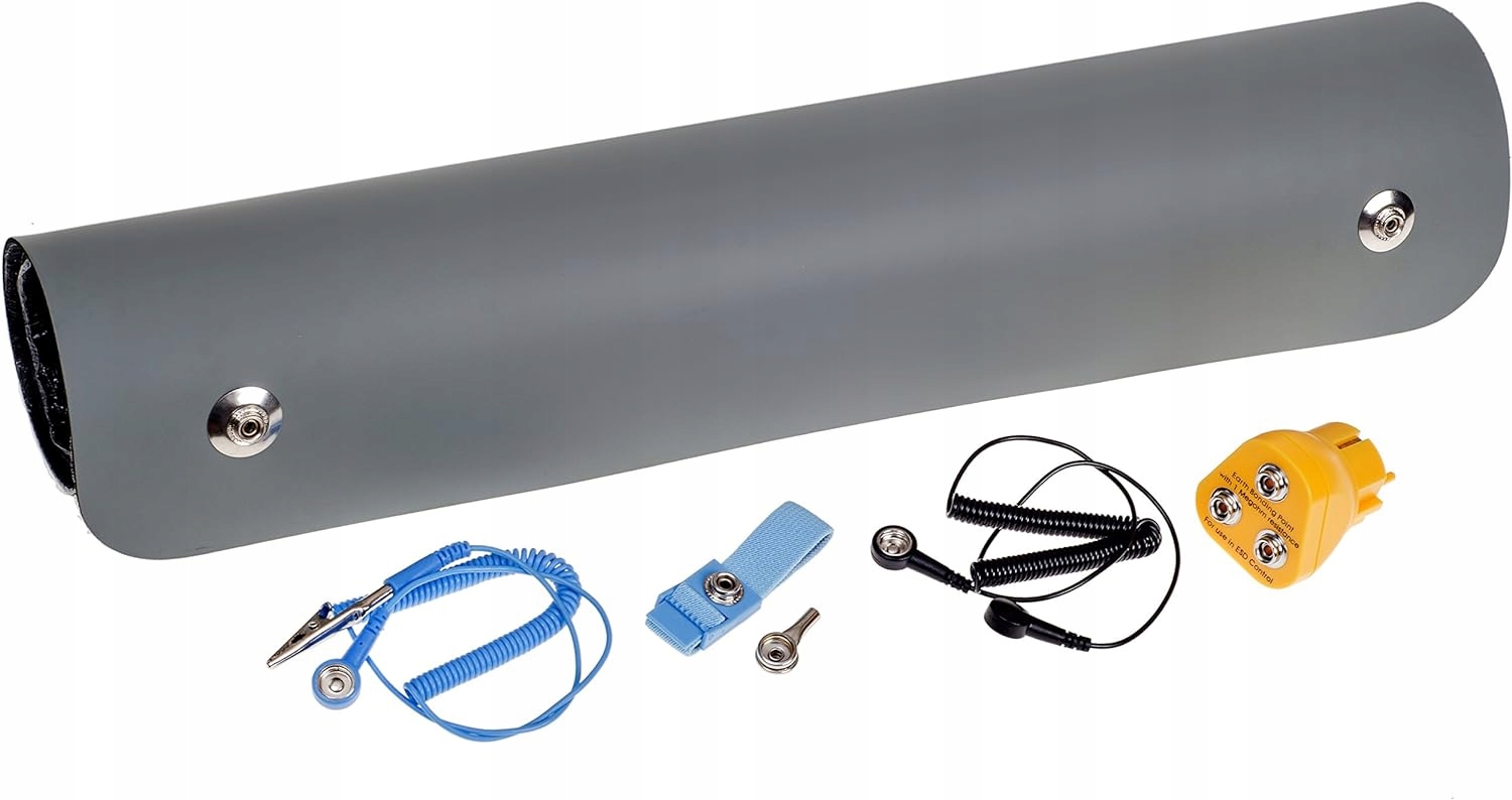 Mata ESD antystatyczna 55x55cm z kablem i opaską. Zasilanie sieciowe