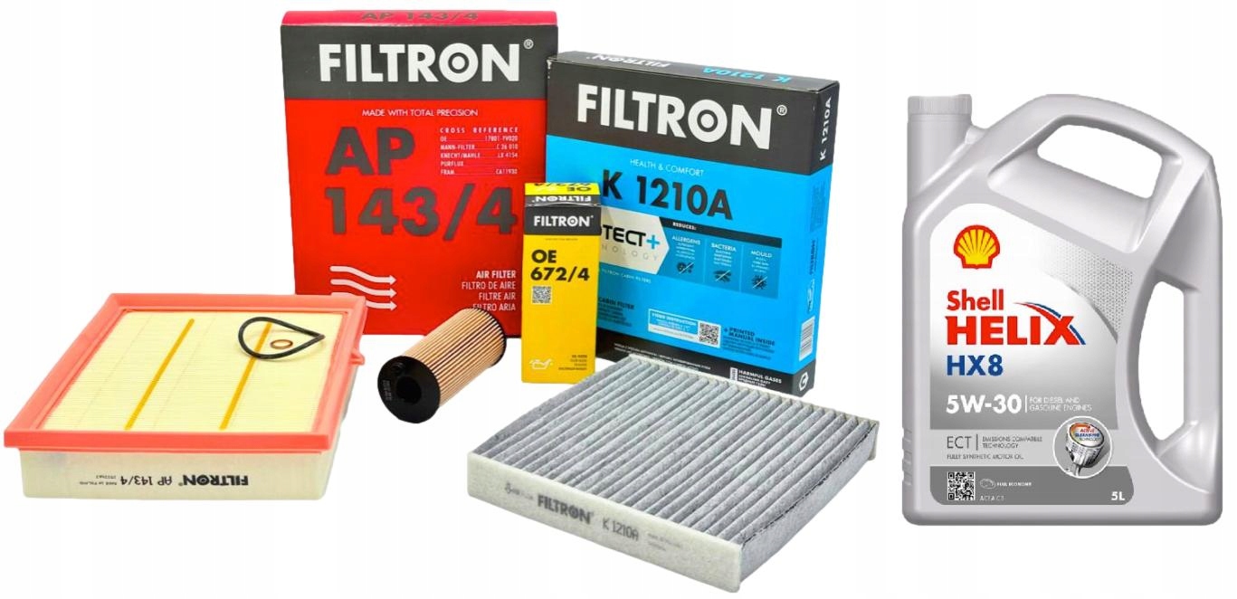 Filtron Sada Filtrů Olej Shell 5V-30 5 L Toyota RAV4 IV 2.0 D-4D 143 Km