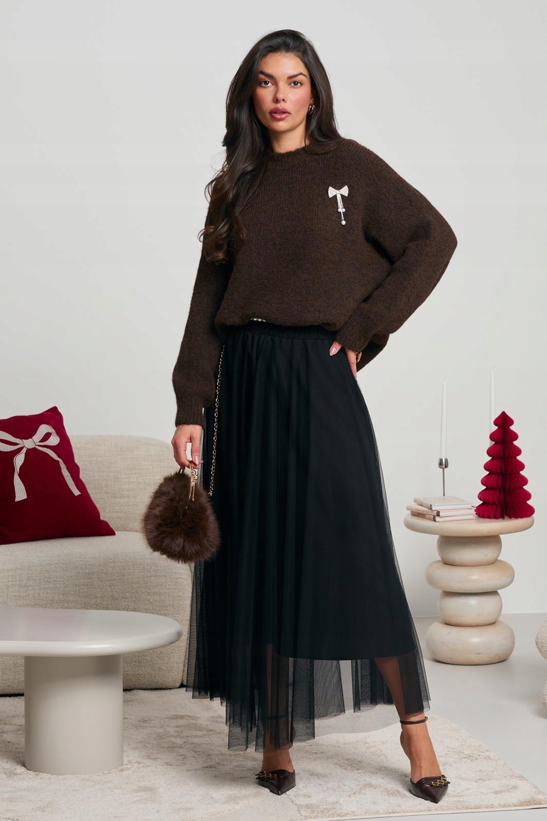 Dámský svetr Hnědá velikost Uni Polský Výrobce