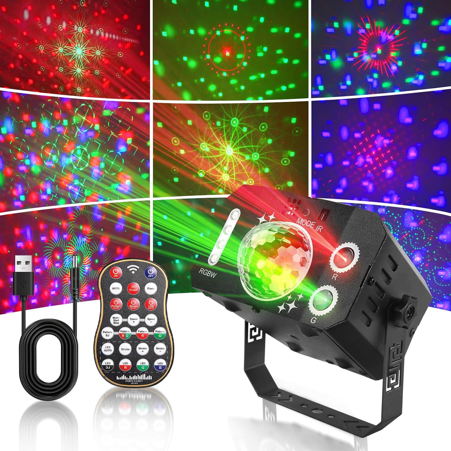 Rgb Disco Osvětlení, Led Disco Koule Projektor Dálkové Ovládání