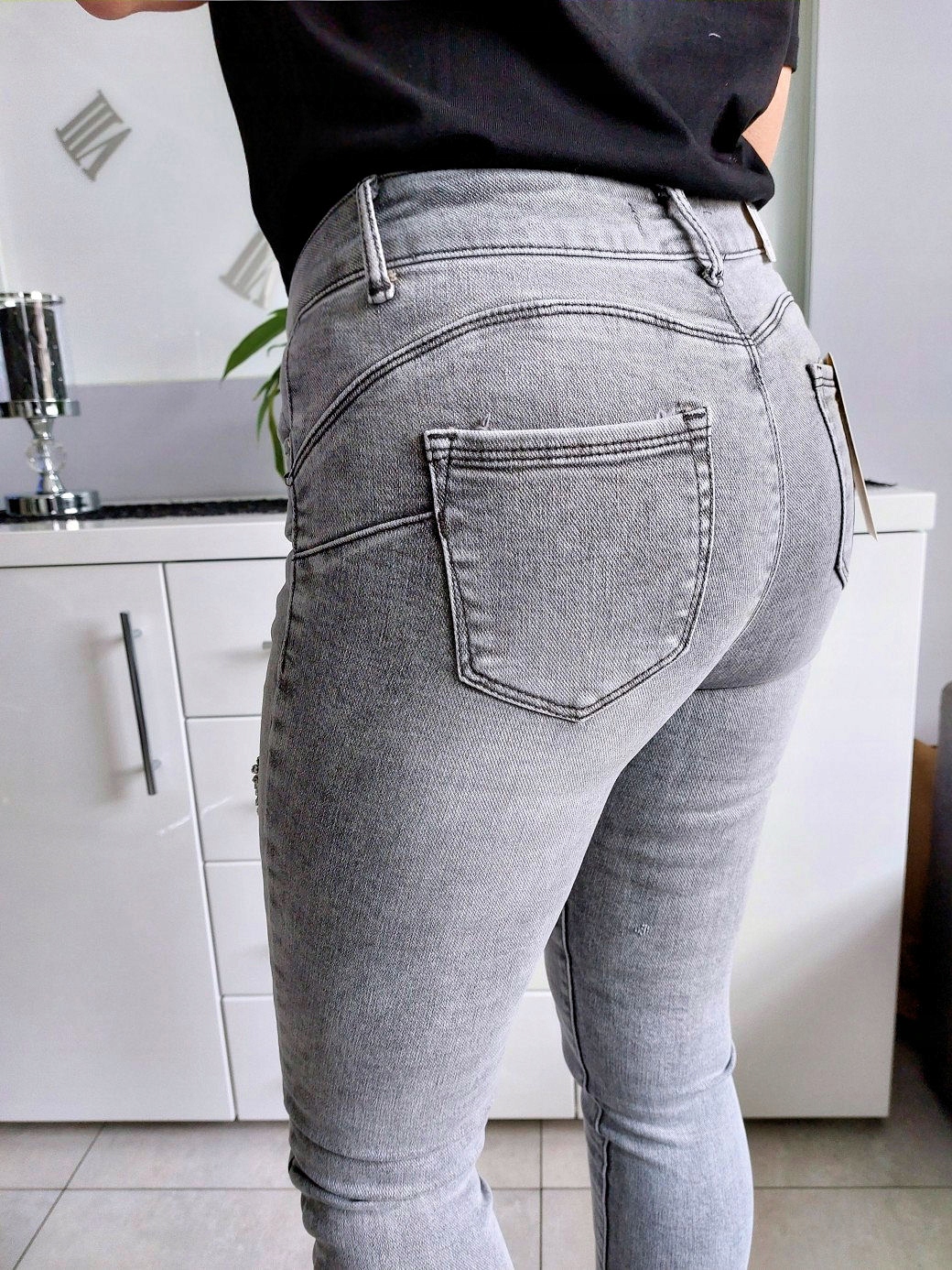 Spodnie Jeansowe M. Sara Serce Cyrkonie r.30 Kolor szary