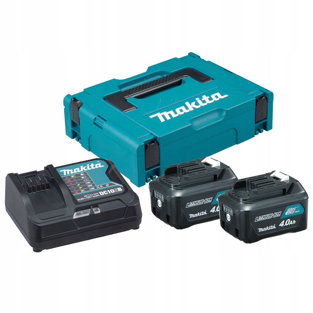 Zestaw Makita 197641-2: Ładowarka DC10SB +2 aku BL1041B 4Ah +walizka Makpac
