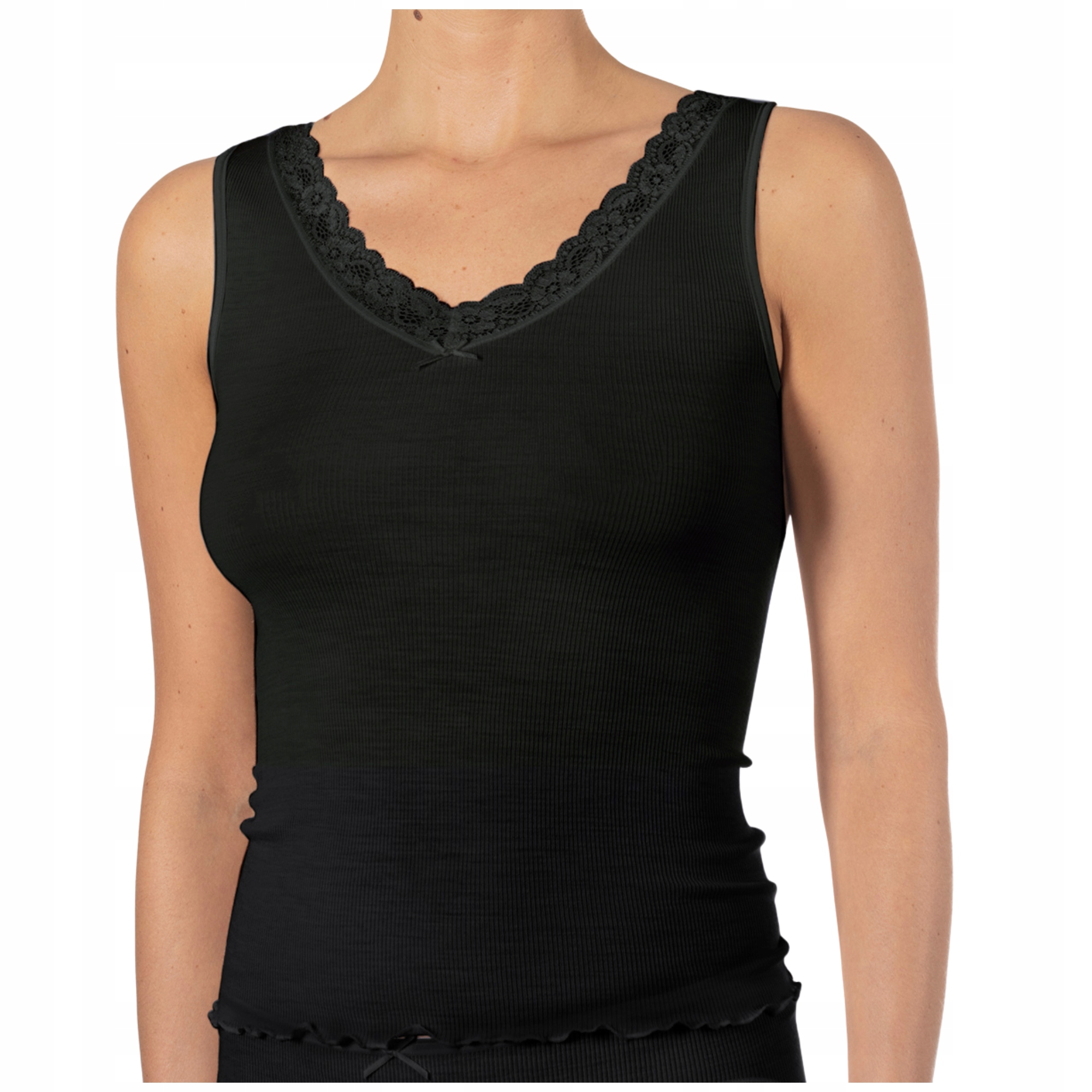 Top teplá vlněná podprsenka s ramínky Nvc Wool Silk hedvábí černá 36