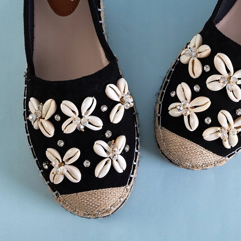 CZARNE DAMSKIE ESPADRYLE Z OZDOBAMI IZIRA 38 Płeć kobieta