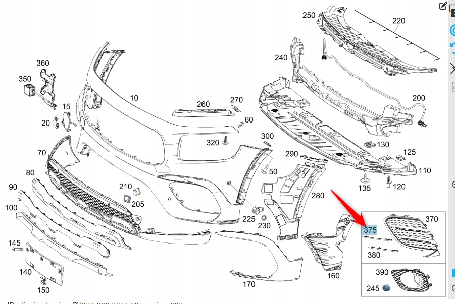LISTWA OZDOBNA KRATKI MERCEDES GLB X247 2478854803 Numer katalogowy części A2478854803