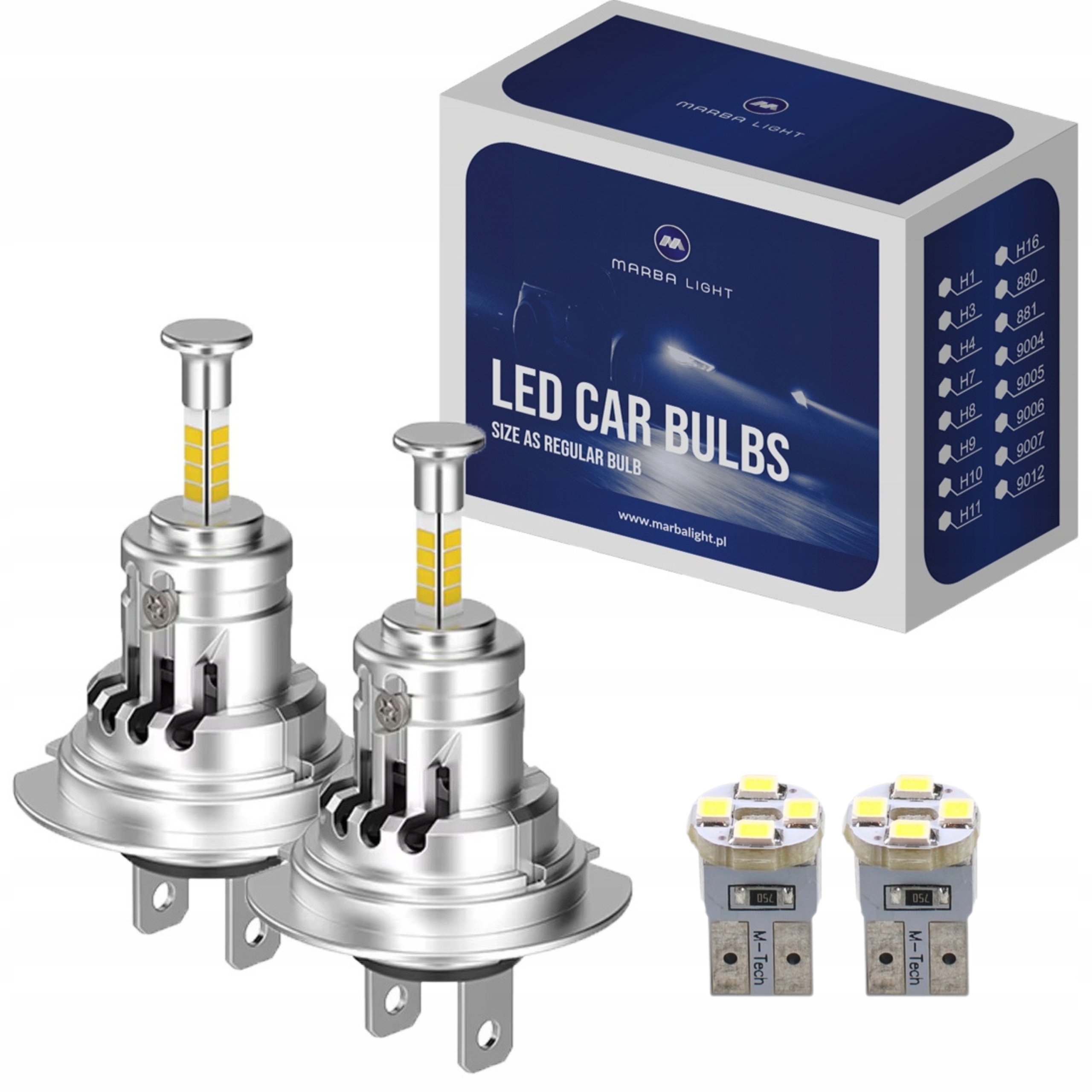 Žárovky H7 Led 12V 24V 4500LM Bílá 360 Stupňů Pro Čočku 1:1 Plug & Play