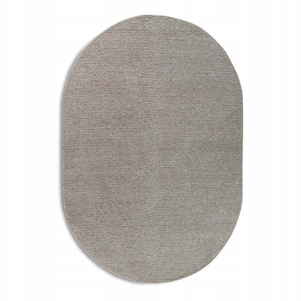 Oválny vlnený koberec 160 x 230 cm, ručne tkaný, béžový, jednofarebný