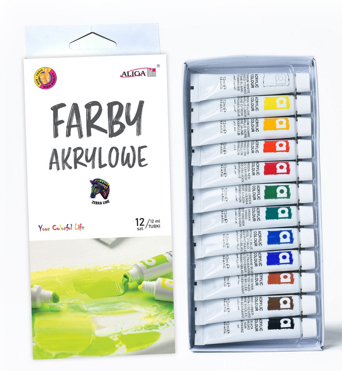 farby akrylowe 12 x 12 ml - mix kolorów | FTM-4513 — 3