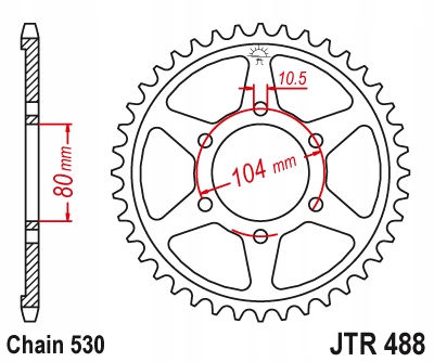 Задняя звездочка 41z Jtr488.41 Kawasaki Z650 KZ650