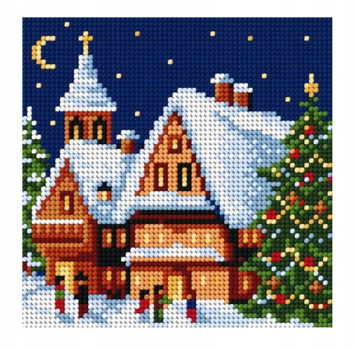 Kanwa z nadrukiem do haftu krzyżykowego dla dzieci Boże Narodzenie 15x15cm
